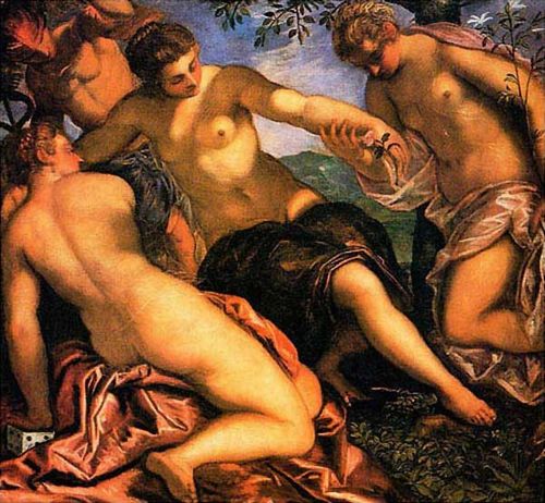 FIG. 49.—TINTORETTO. MERCURY AND GRACES. DUCAL PAL., VENICE.