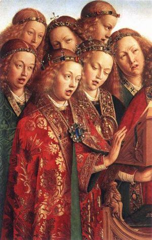 FIG. 74.—VAN EYCKS. ST. BAVON ALTAR-PIECE (WING). BERLIN.