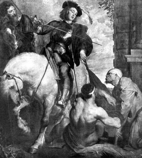 ST. MARTIN DIVIDING HIS CLOAK WITH A BEGGAR Church of Saventhem ST. MARTIN DIVIDING HIS CLOAK WITH A BEGGAR Church of Saventhem